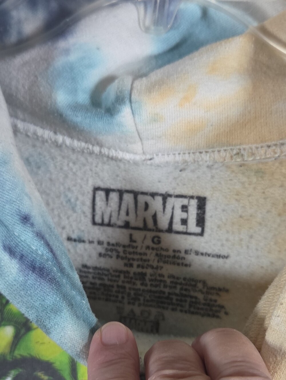 Marvel Tie-Dye Crewneck Sweatshirt - Blue & Green Graphic - Picture 8 of 8
